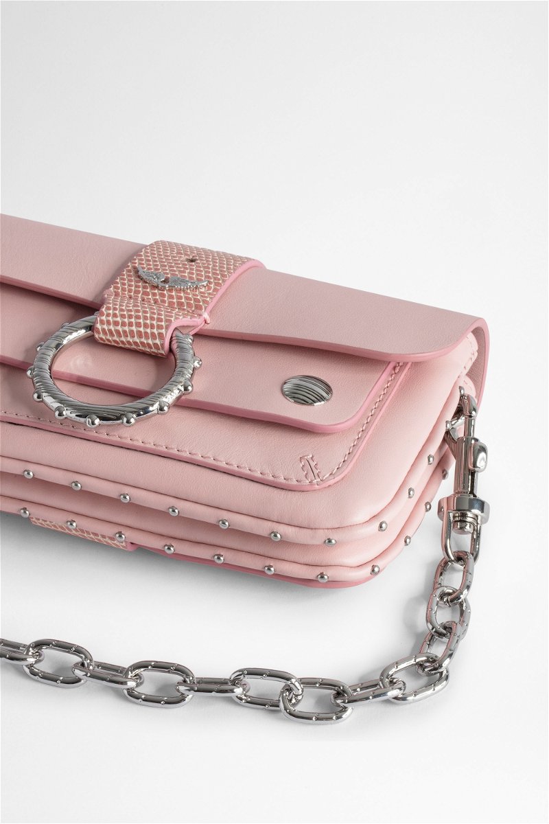 Pink Kate chain-tassel satin cross-body bag