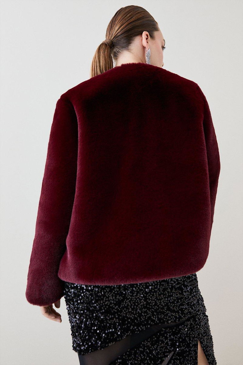 Karen Millen Plus Faux Fur Coat KAREN MILLEN Lydia Millen Plus