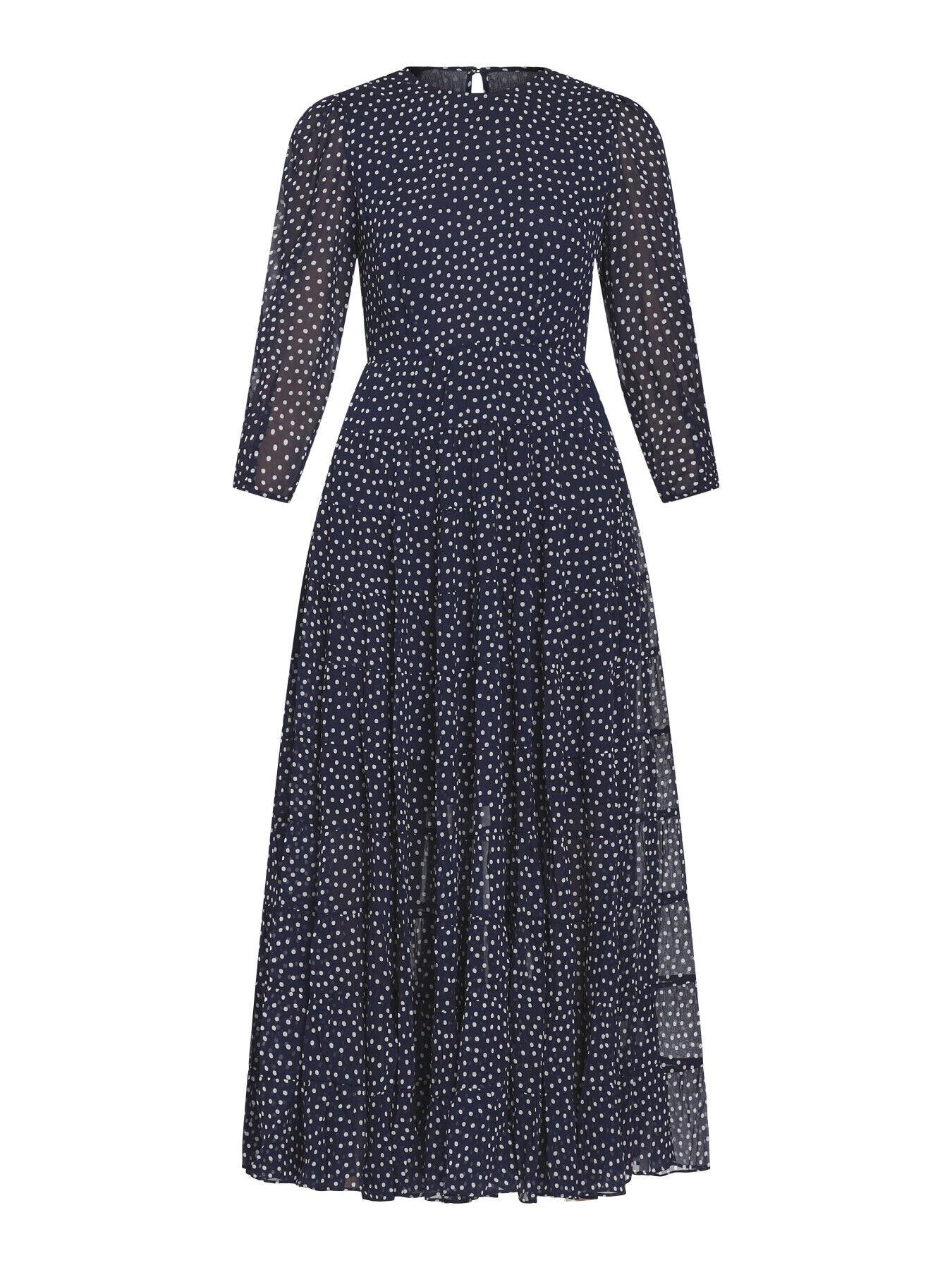 RIXO Kristen Dress Navy Polka Dot in Navy | Endource