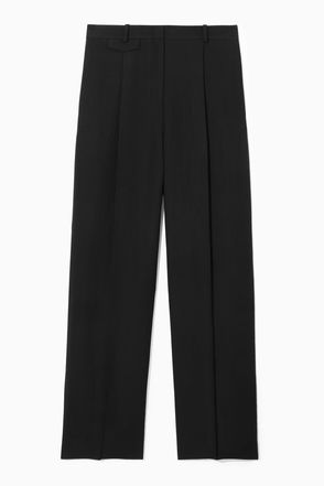 THE ROW Criselle Pleated Cotton-Blend Wide-Leg Trousers