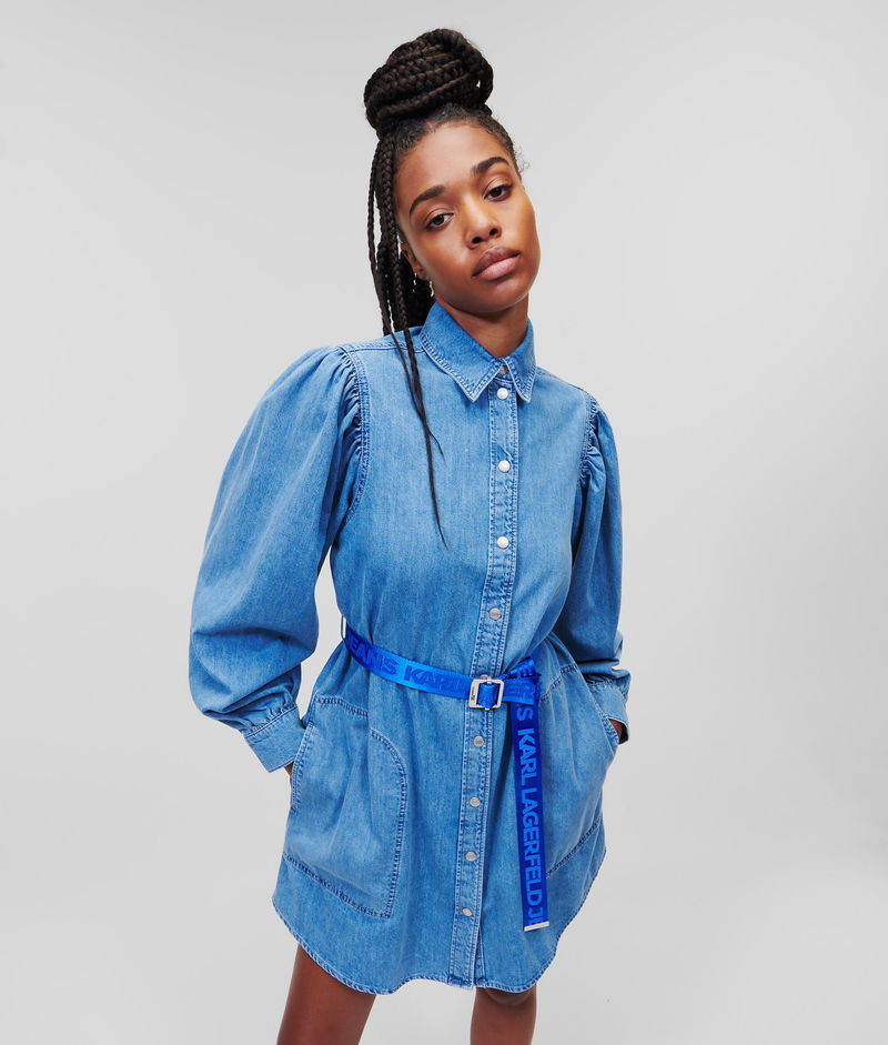 KARL LAGERFELD KLJ Puff-Sleeve Denim Dress | endource
