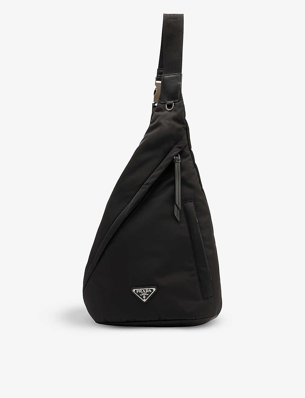 Prada Brand-plaque Mini-pouch Shell Cross-body Bag in Black for