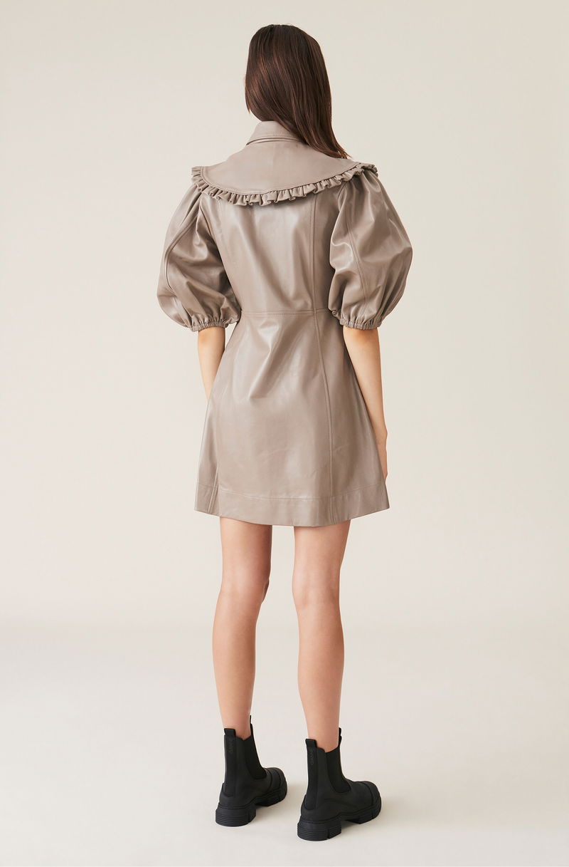 GANNI Lamb Leather Mini Dress | endource