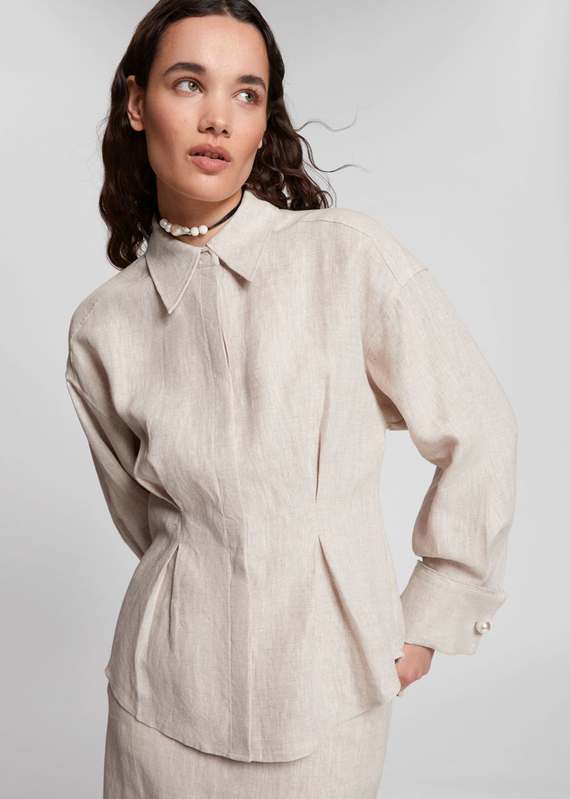 Pleated linen shirt - Woman