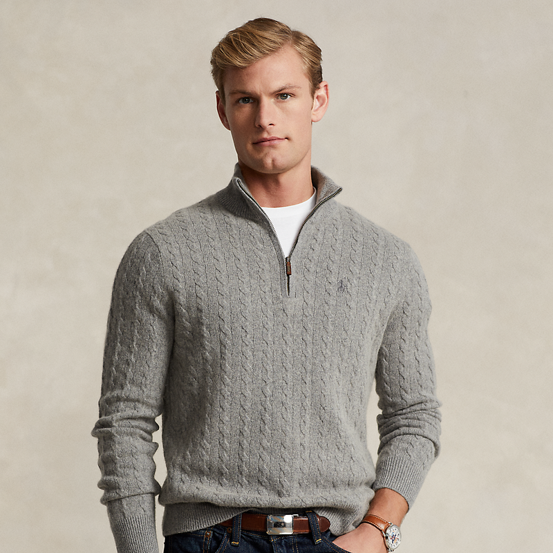 POLO RALPH LAUREN Cable-Knit Wool-Cotton Jumper in Grey | Endource