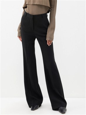 MAJE Pila High-Rise Straight Leg Woven Trousers in NOIRGRIS