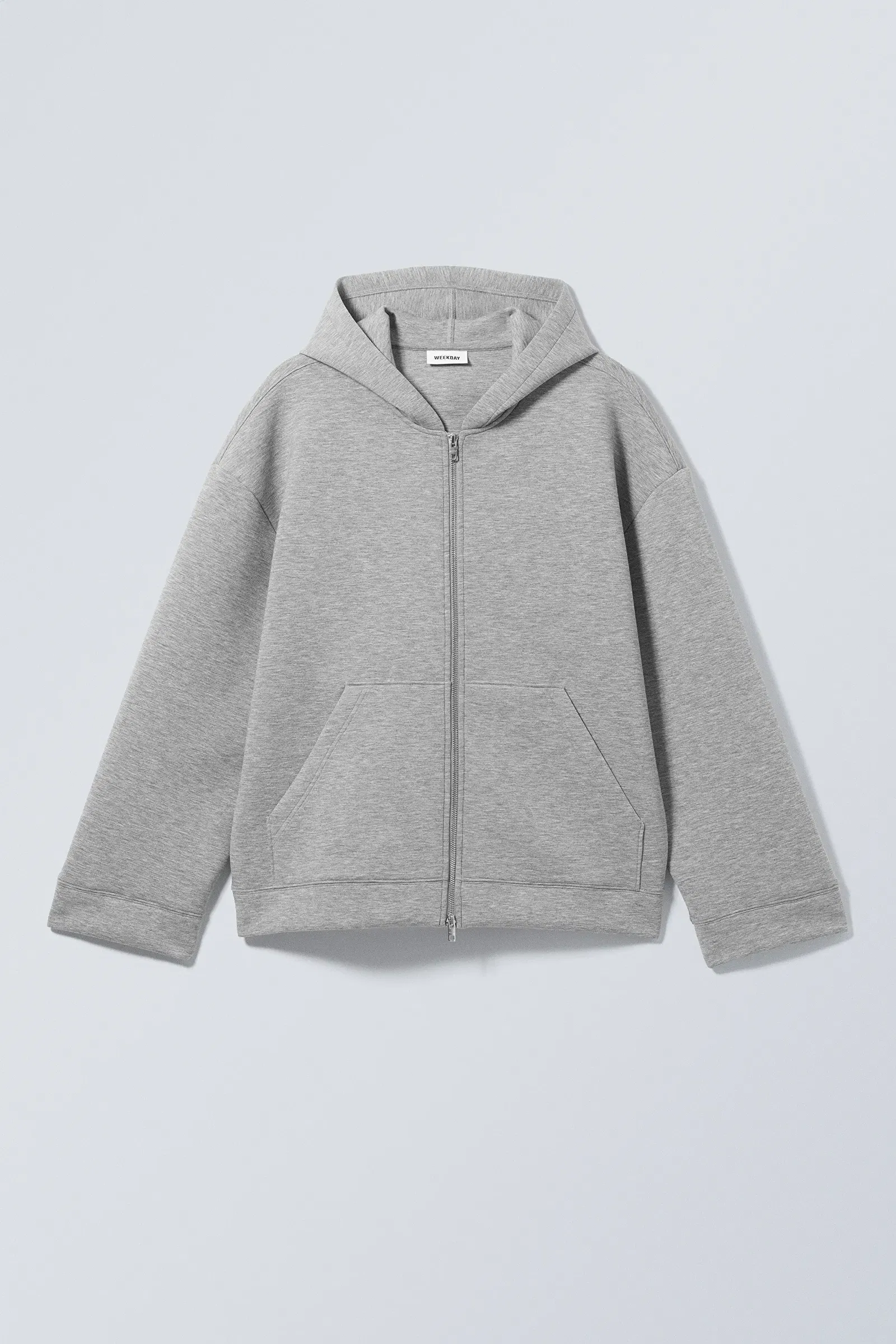 WEEKDAY Scuba Zip Hoodie in Grey Melange | Endource