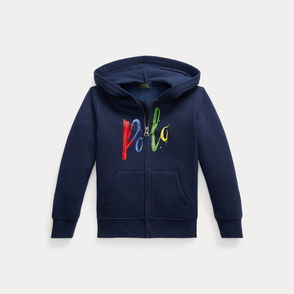 POLO RALPH LAUREN Flag & Logo Fleece Hoodie in Rustic Navy/Deckwash White