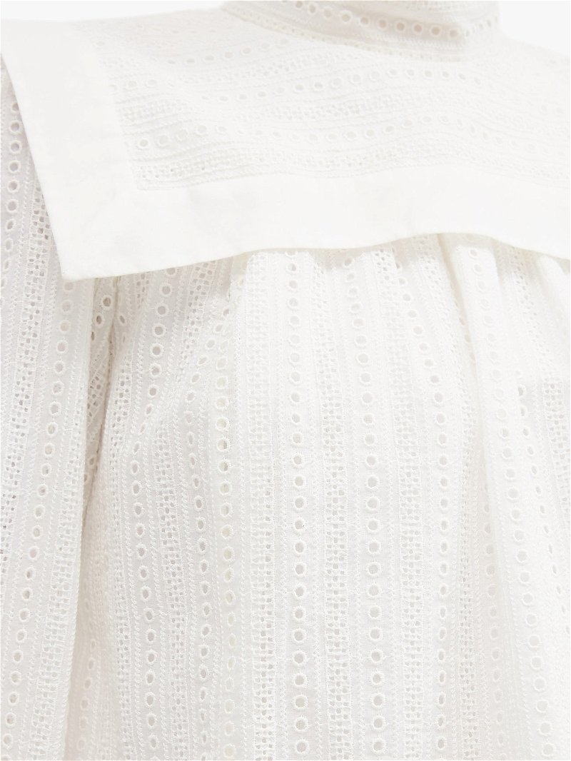 ISABEL MARANT Gilokia Cuff-Tie Broderie-Anglaise Blouse | Endource