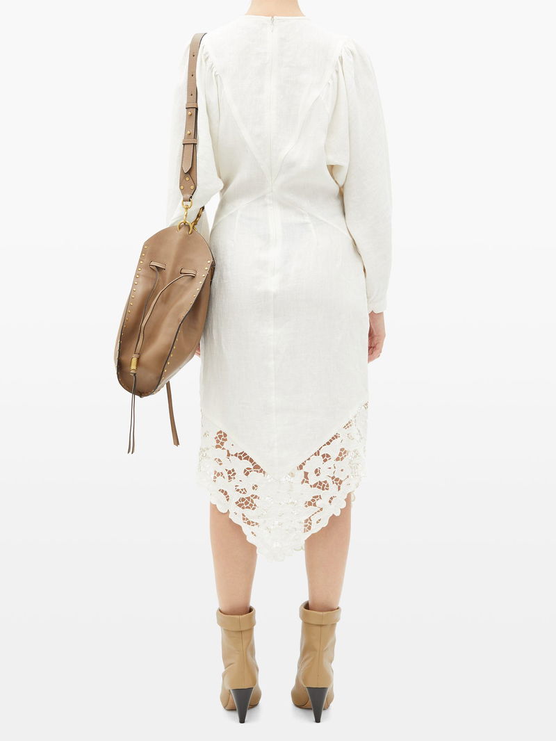 ISABEL MARANT Edrea Broderie-Anglaise Linen Midi Dress | endource