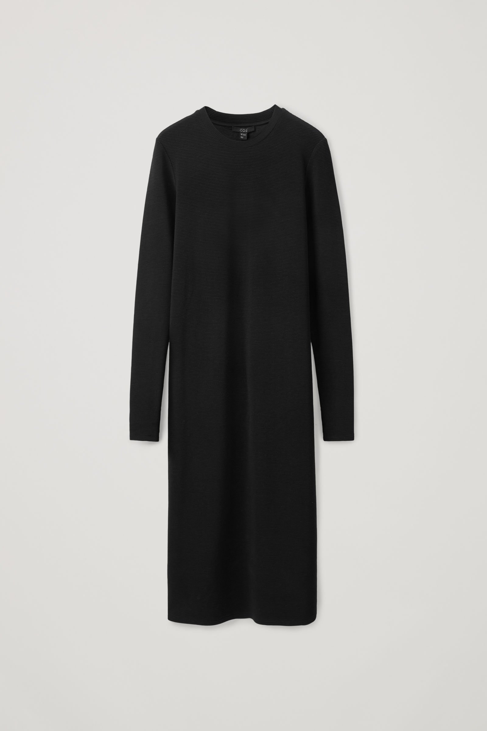 COS Ribbed Long-Sleeve Midi Dress in Black | Endource