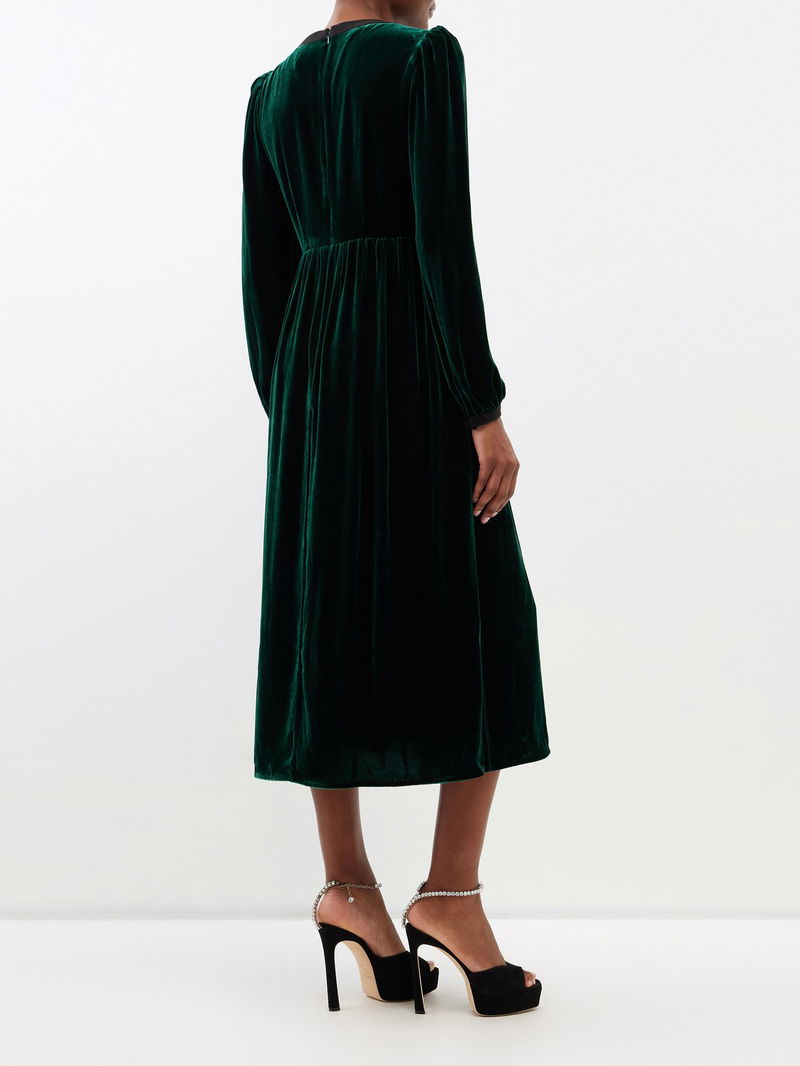 saloni velvet midi dress Saloni Camille Velvet Bows Dress