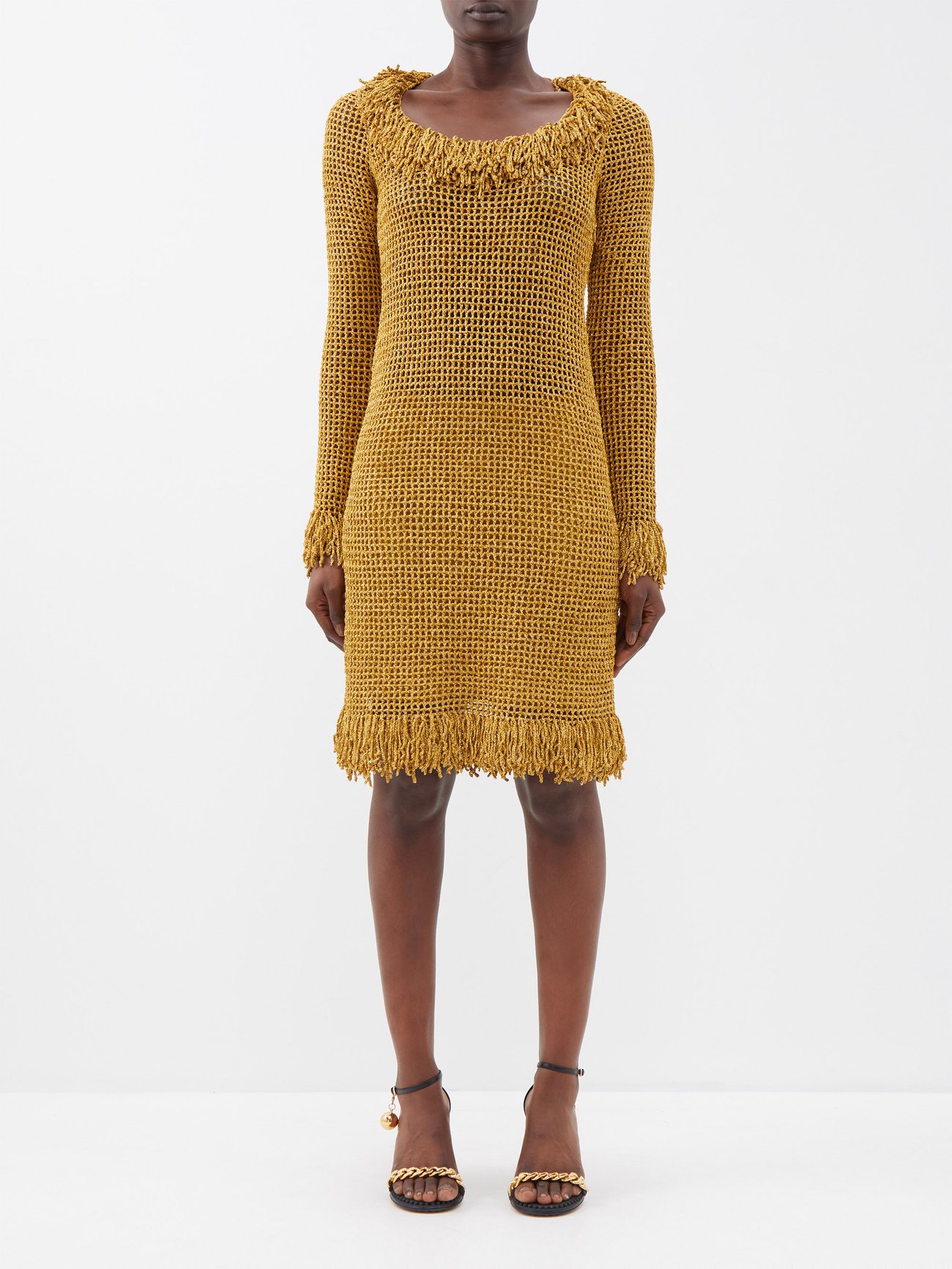 PROENZA SCHOULER Crocheted Fringed Open-Knit Dress | endource PROENZA SCHOULER Crocheted Fringed Open-Knit Dress | endource