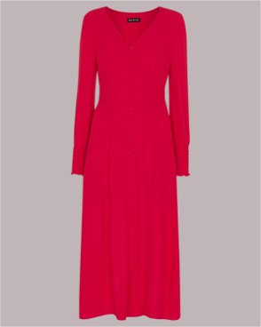 Red Abigail Frill Wrap Dress, WHISTLES