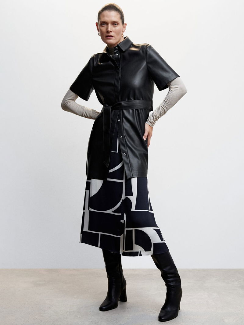 MANGO Faux Leather Shirt Dress | endource