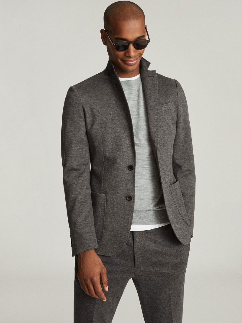 Reiss Flexo Slim Fit Jersey Stretch Blazer In Grey Endource