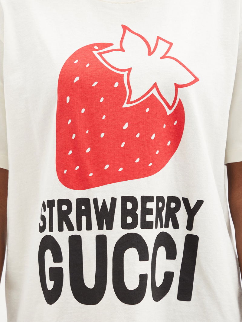 GUCCI Strawberry-Print Cotton-Jersey T-Shirt endource