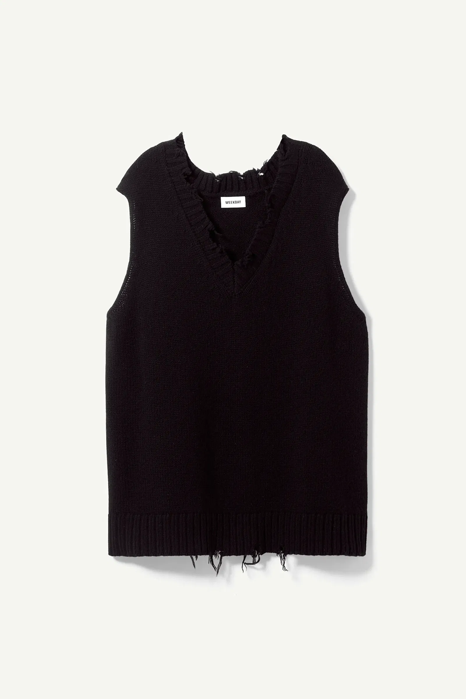 Weekday Black Knitted V Neck Vest WEEKDAY Skill Oversized Wool