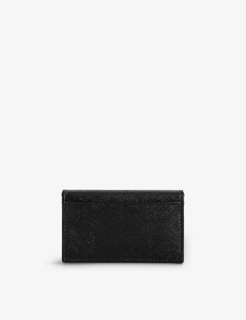 Saint Laurent Brand-plaque Chevron-quilted Leather Wallet in Black