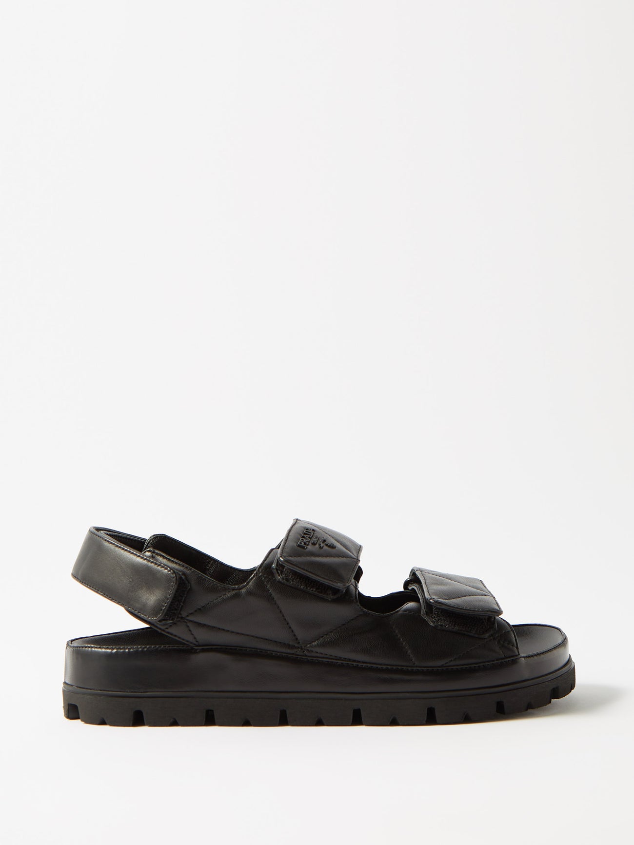 PRADA Fussbett Quilted Sandals in Black | Endource