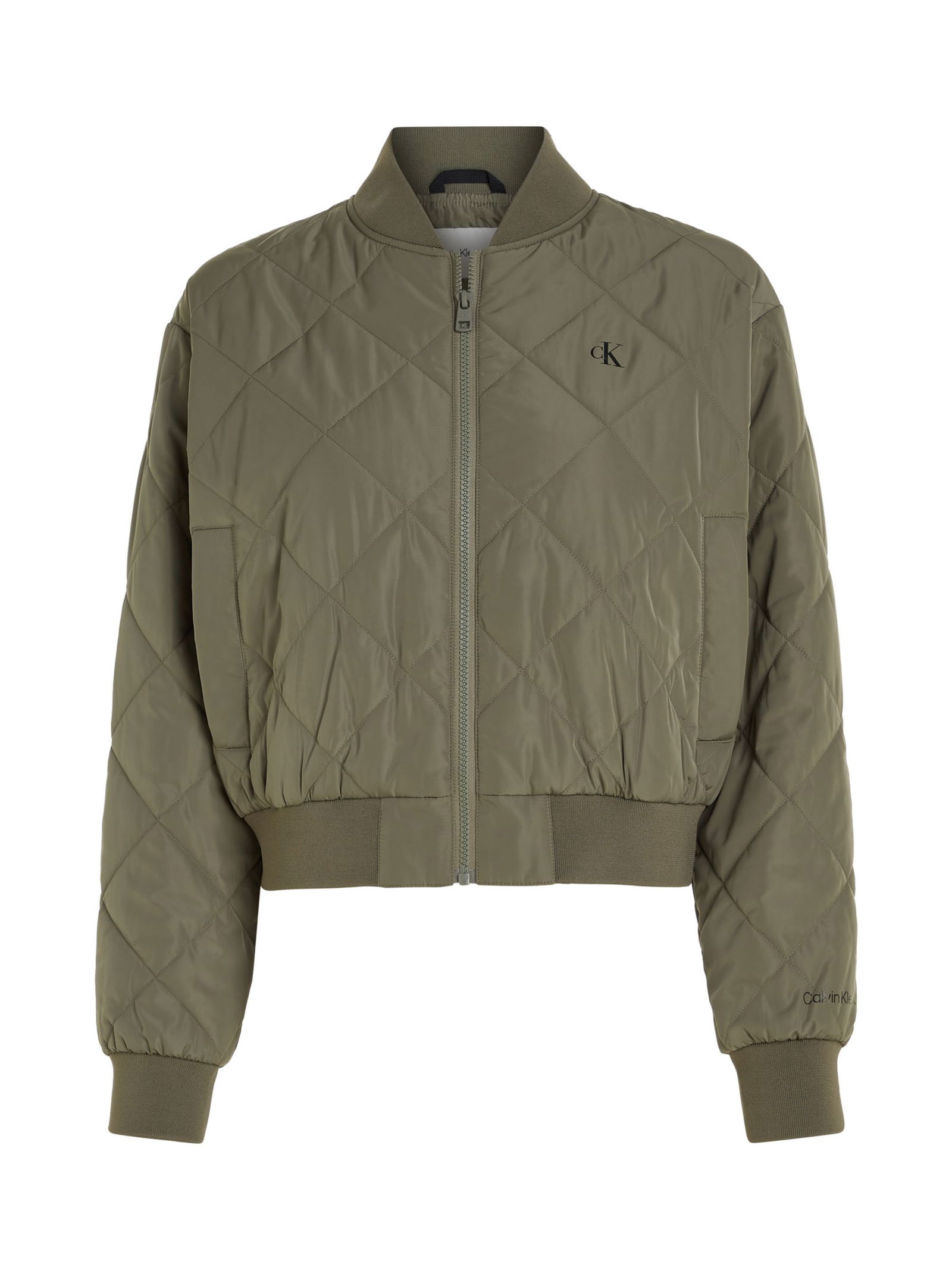 CALVIN KLEIN Quilted Bomber Jacket in Dusty Olive Endource