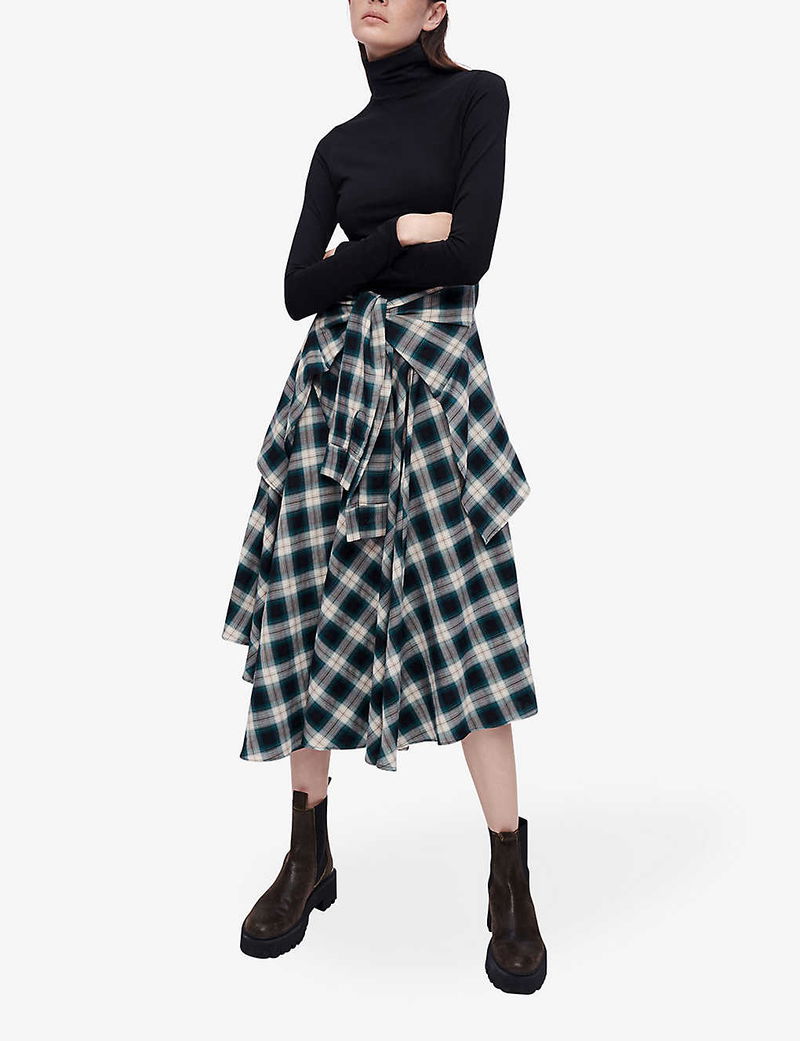 MAJE Raprisera Layered-Effect Checked Dress | endource