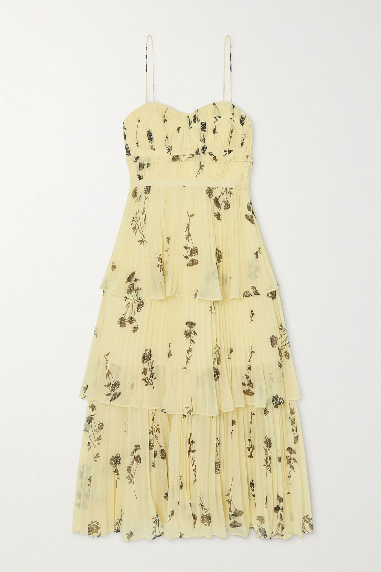 SELF-PORTRAIT Tiered Floral-Print Chiffon Midi Dress | endource