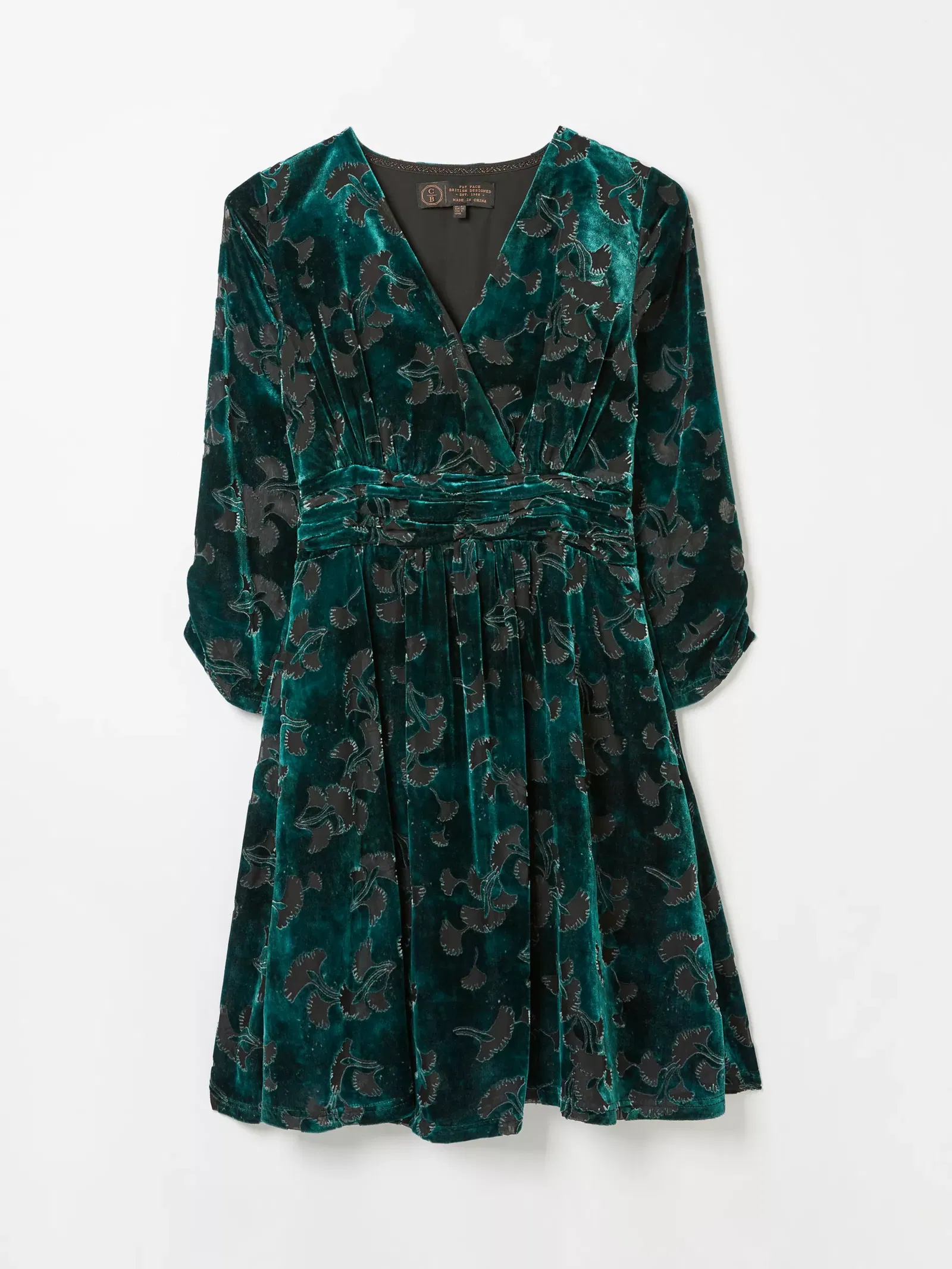 green emerald velvet dress Fat face Women's Floral V-Neck Maxi Dress | UK8