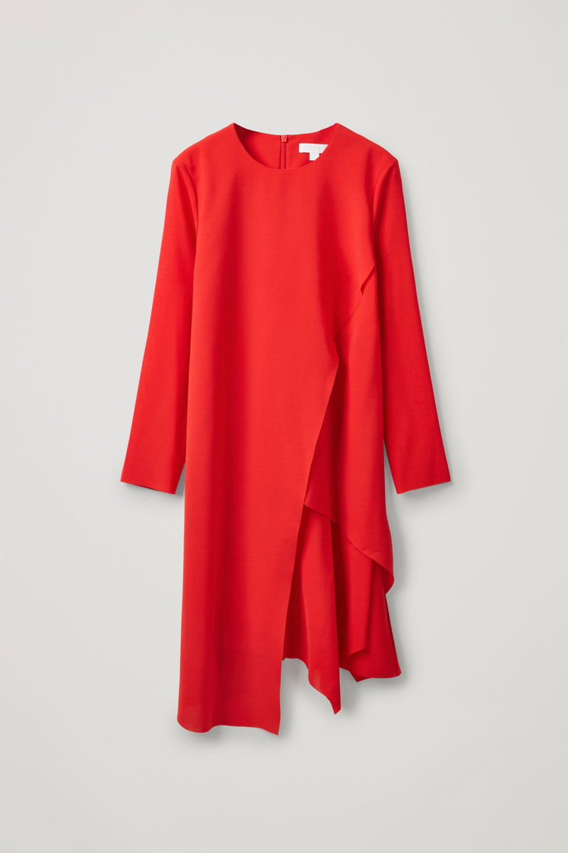 cos asymmetric layered dress COS Asymmetric Draped Midi Dress