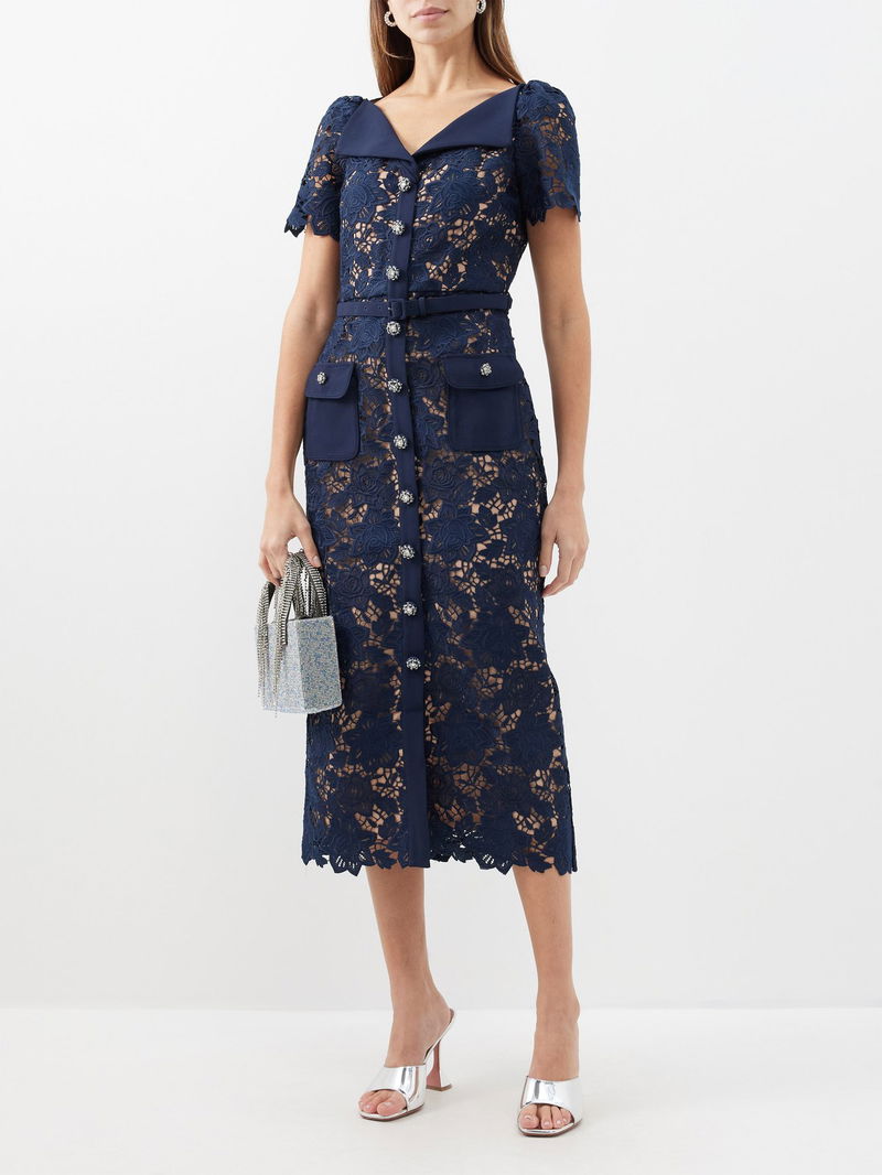 chinese dress ladies Self-Portrait Guipure Lace Midi Dress main image 0