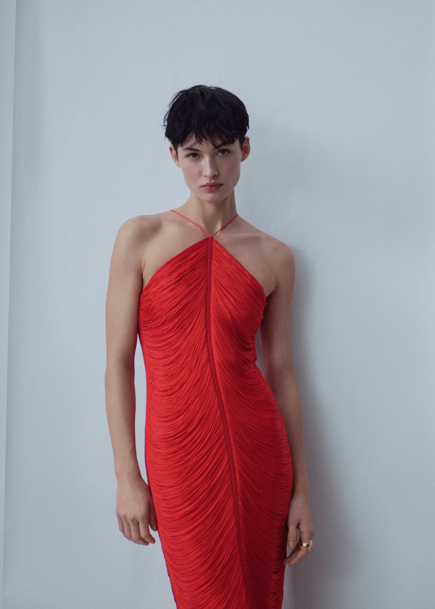 MANGO Fringed Midi Dress | endource