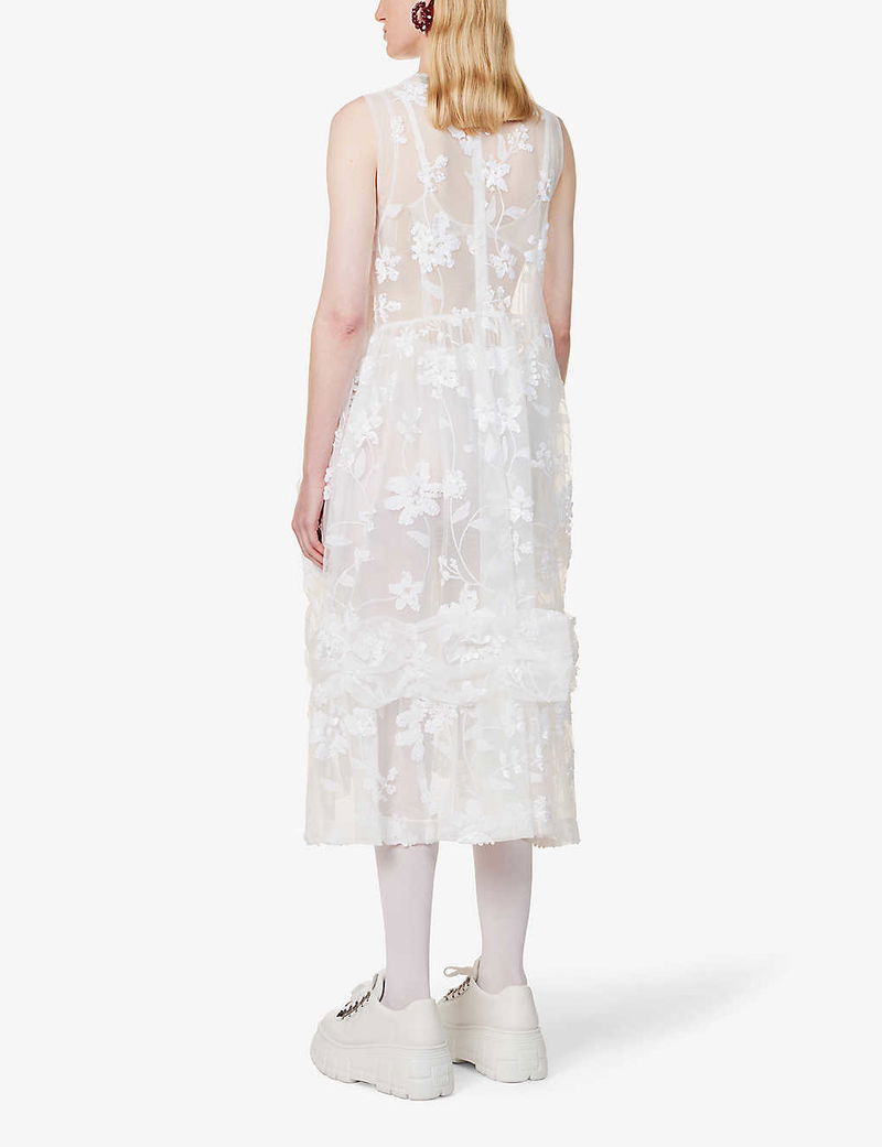 simone rocha sheer embellished midi dress Simone Rocha Sheer Embellished Dress Dresses