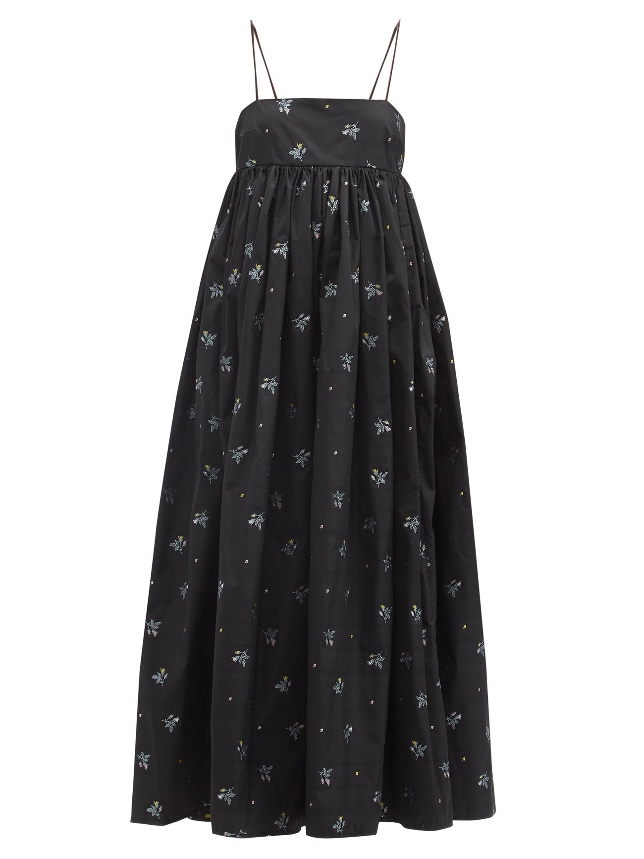 CECILIE BAHNSEN Beth Hawthorn Floral-Embroidered Taffeta Dress 