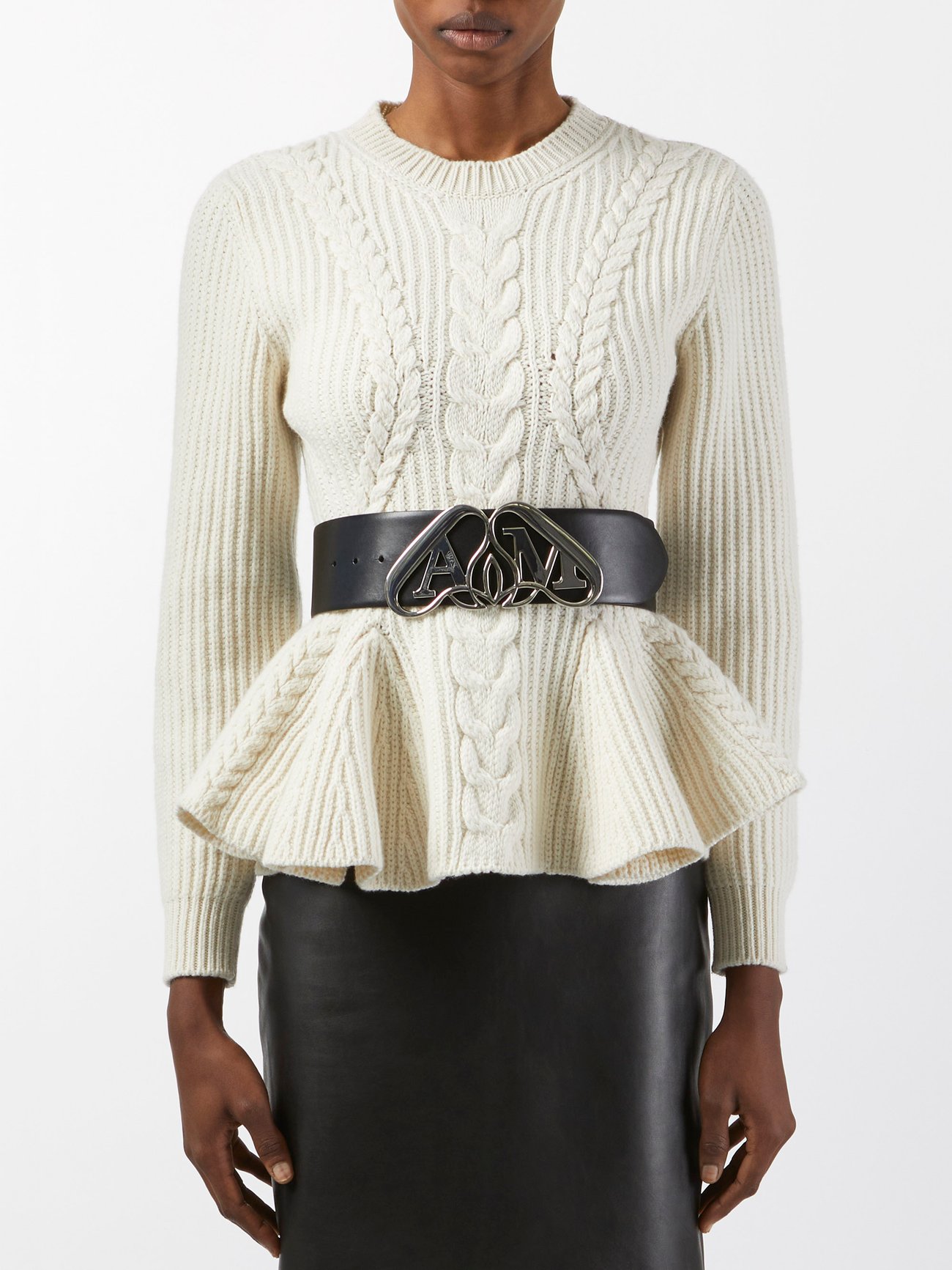 ALEXANDER MCQUEEN Peplum-Hem Cable-Knitted Sweater