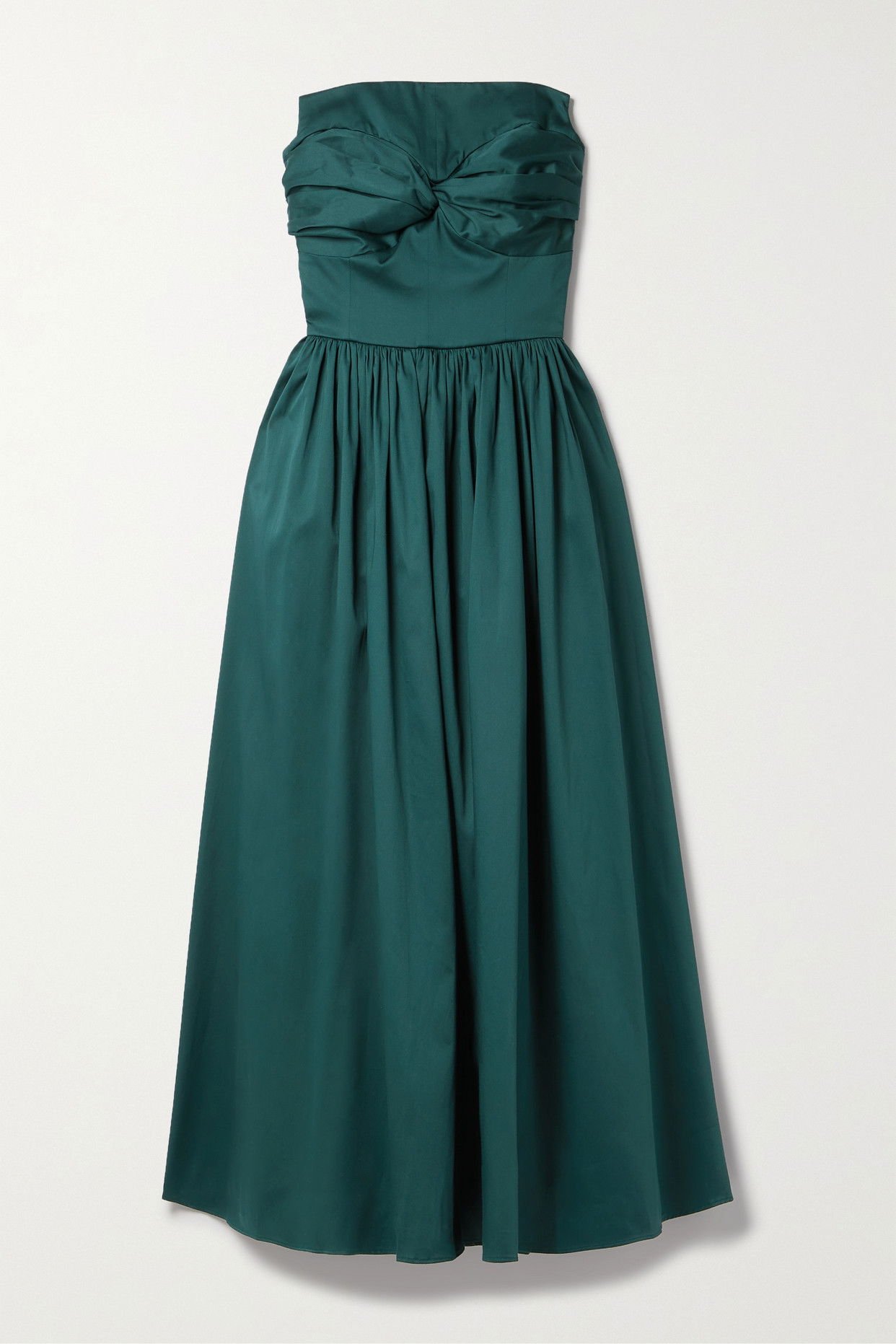 TOVE Juliet Strapless Twist-Front Cotton-Blend Sateen Midi Dress | endource