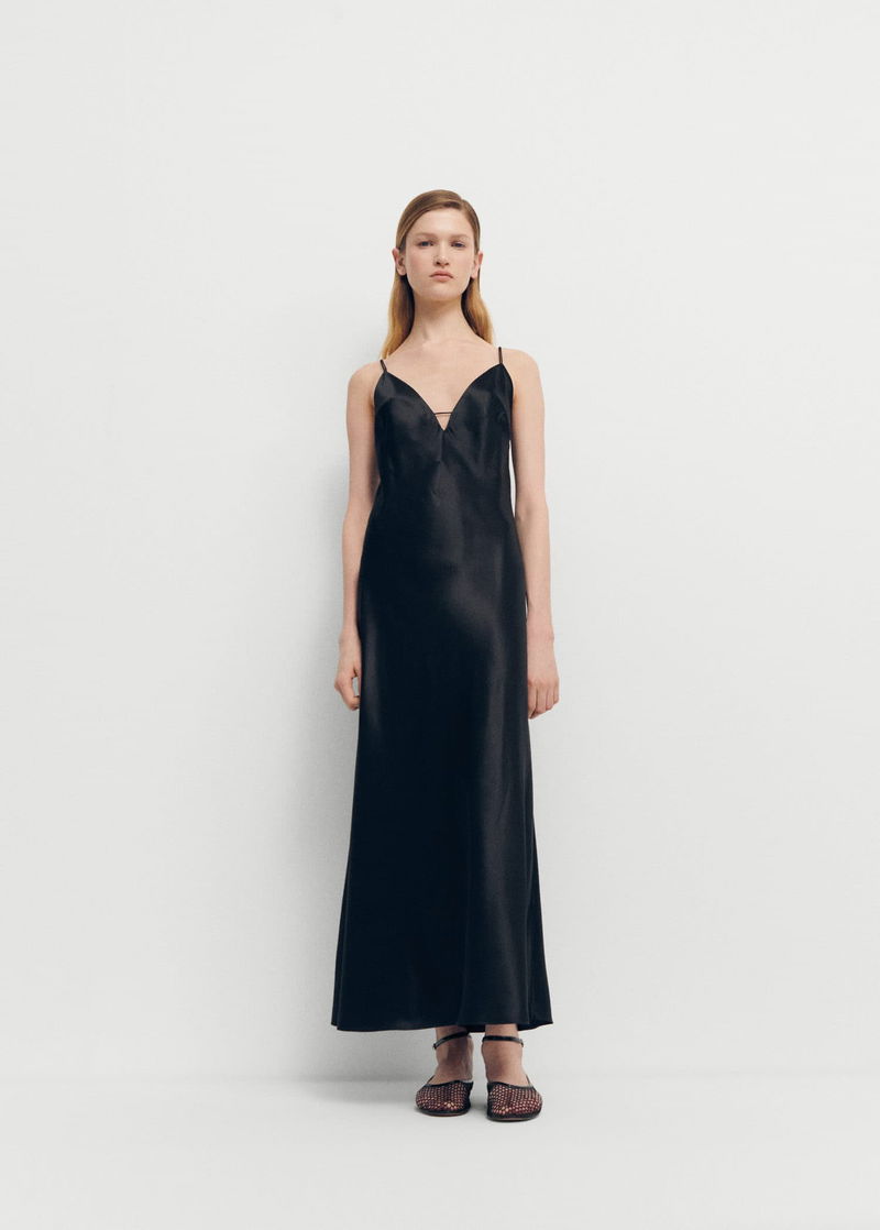 mango black silk dress MANGO Women's Satin Camisole Dress