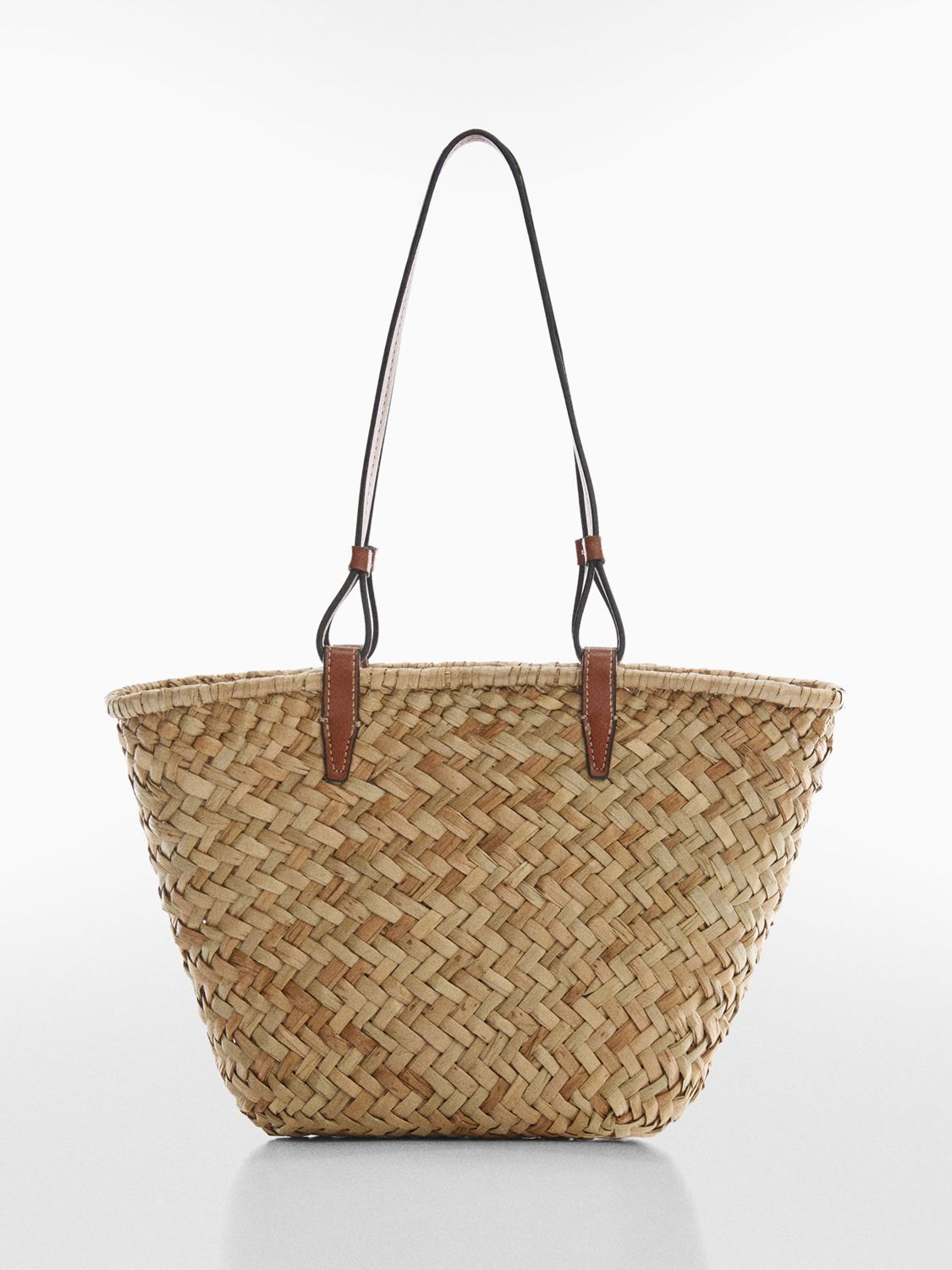 MANGO Sagaro Straw Tote Bag in Medium Brown | Endource