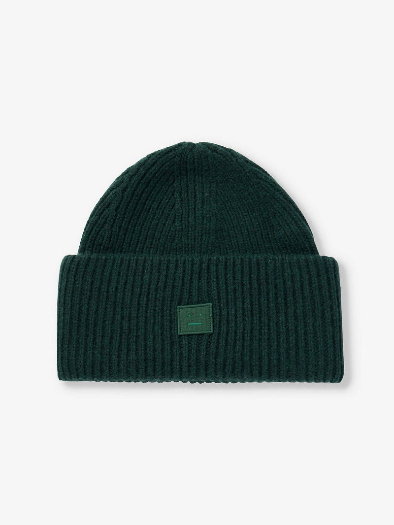 ACNE STUDIOS Pansy Logo-Embroidered Wool-Knit Beanie Hat  display picture 1