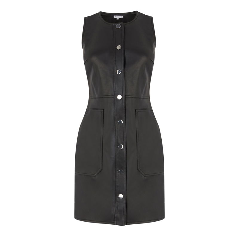 slim fit dress slacks THE LEATHER PINAFORE DRESS BLACK