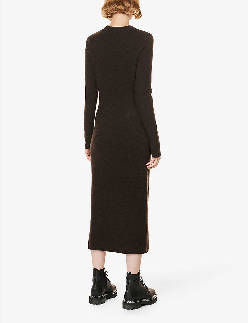 FRAME Cut-Out Cashmere-Blend Knitted Midi Dress | endource