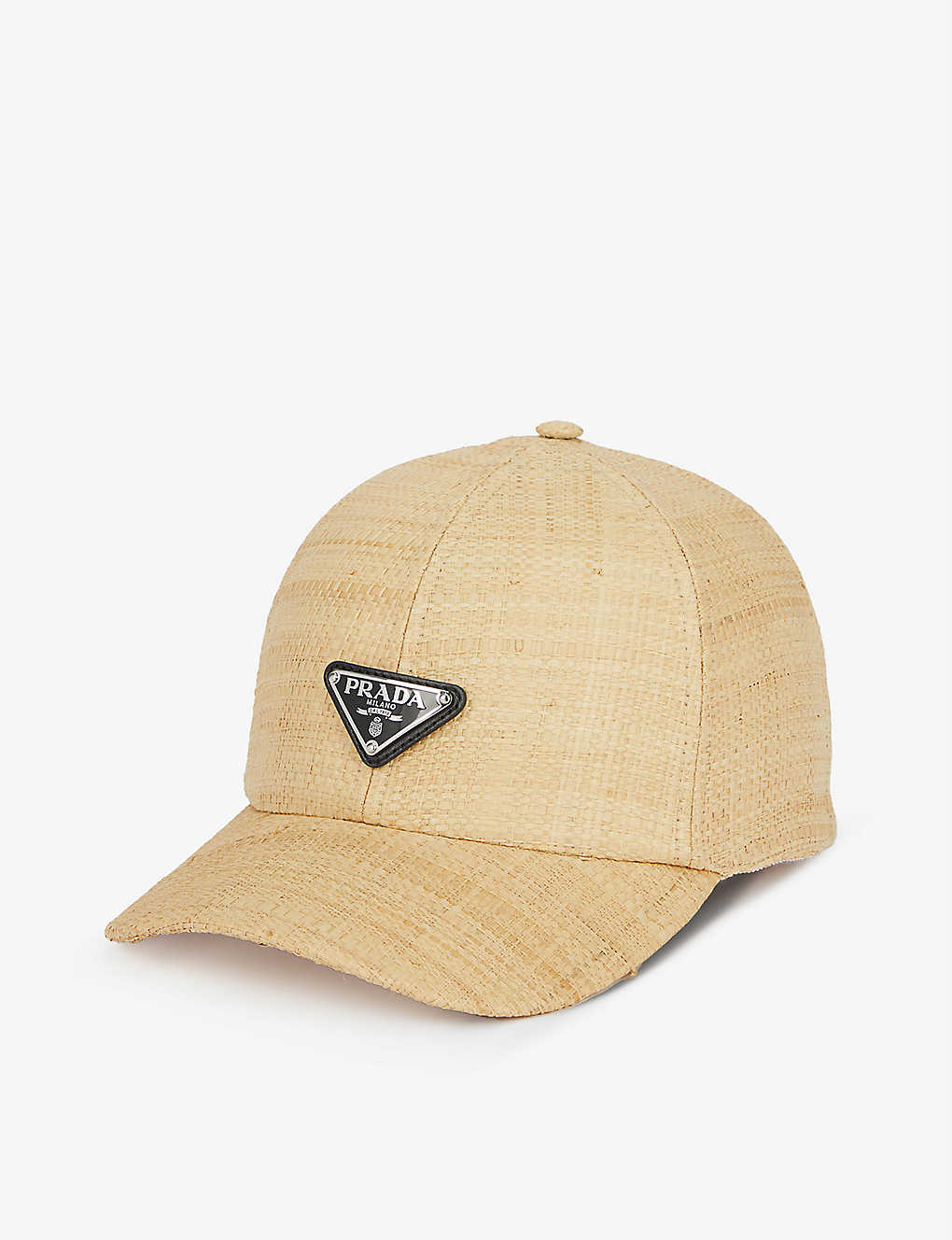 PRADA Logo-Plaque Raffia Cap endource