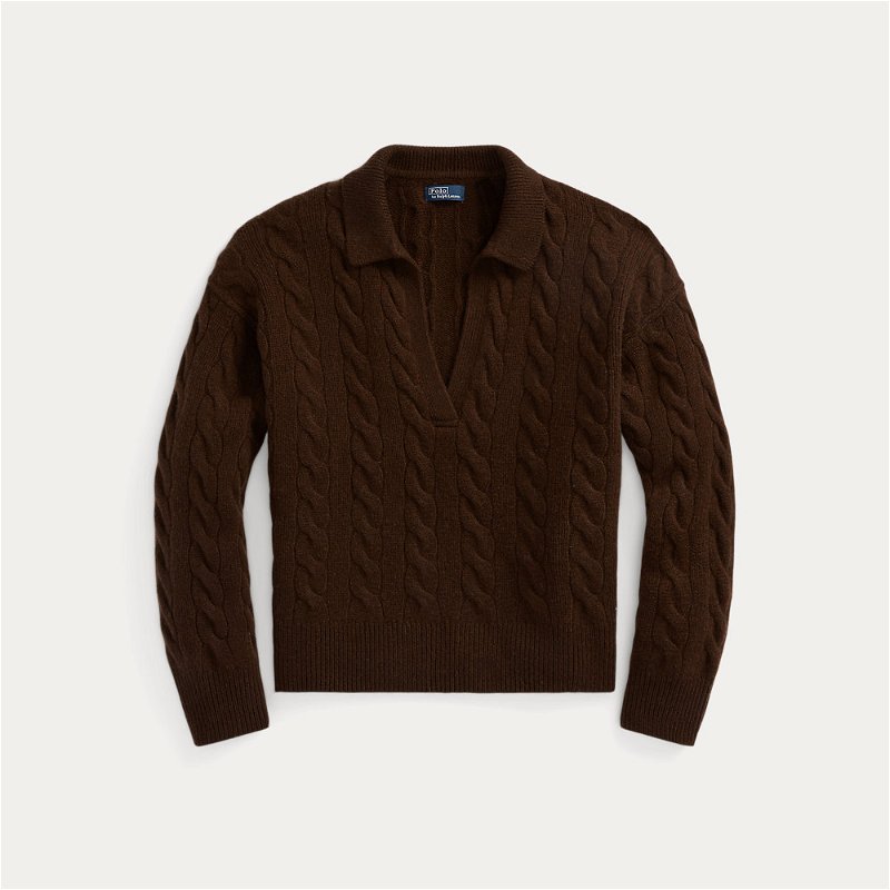 Polo Ralph Lauren Cable-knit Wool And Cashmere Cardigan in Brown