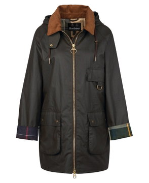 Barbour waxed jacket with tartan trim