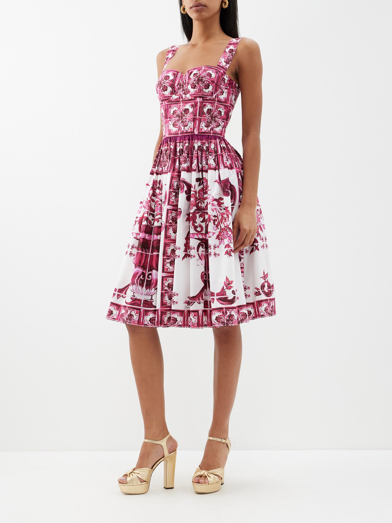 Majolica-print cotton midi dress curated on LTK