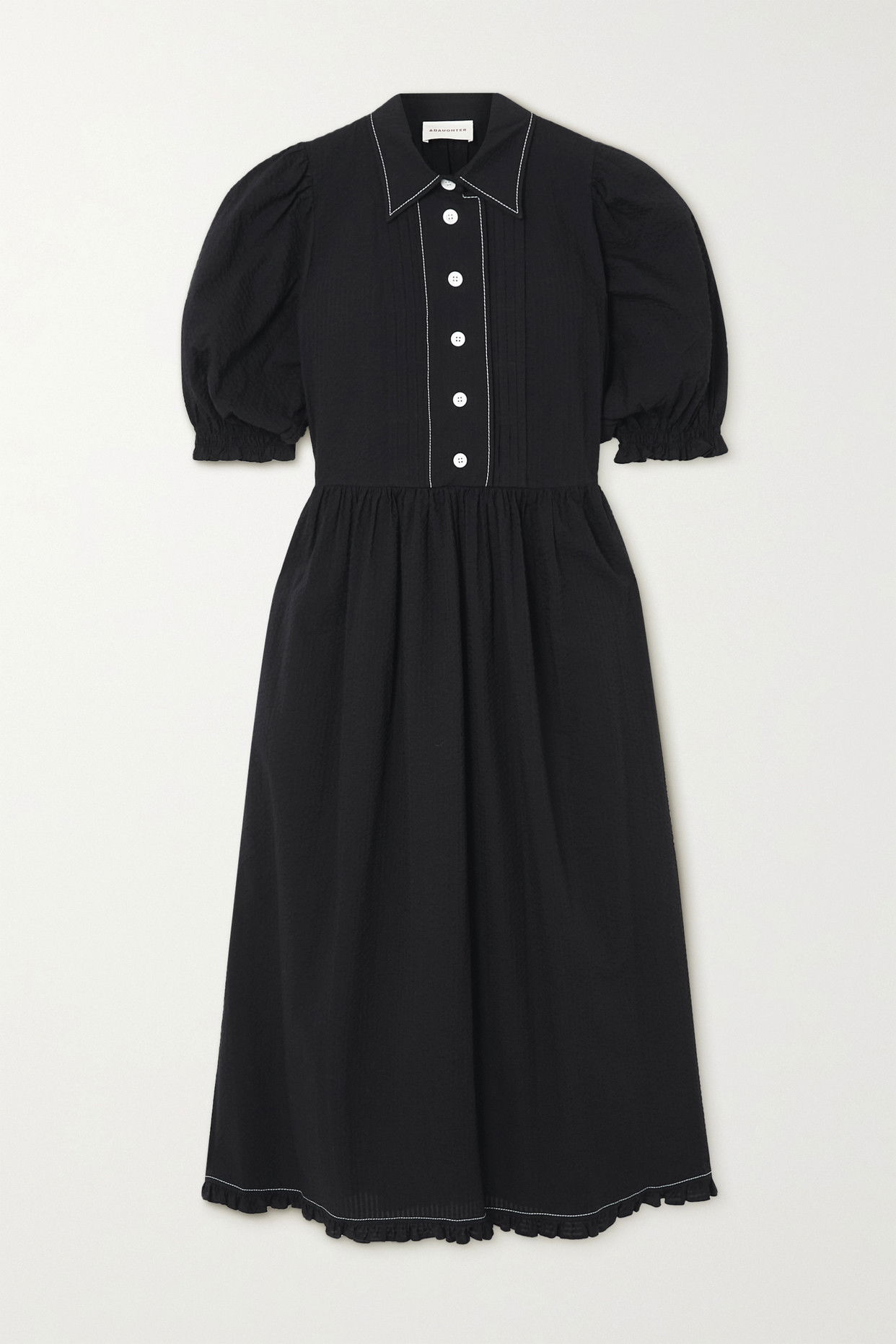 Black Elsie Seersucker Trapeze Dress, WHISTLES