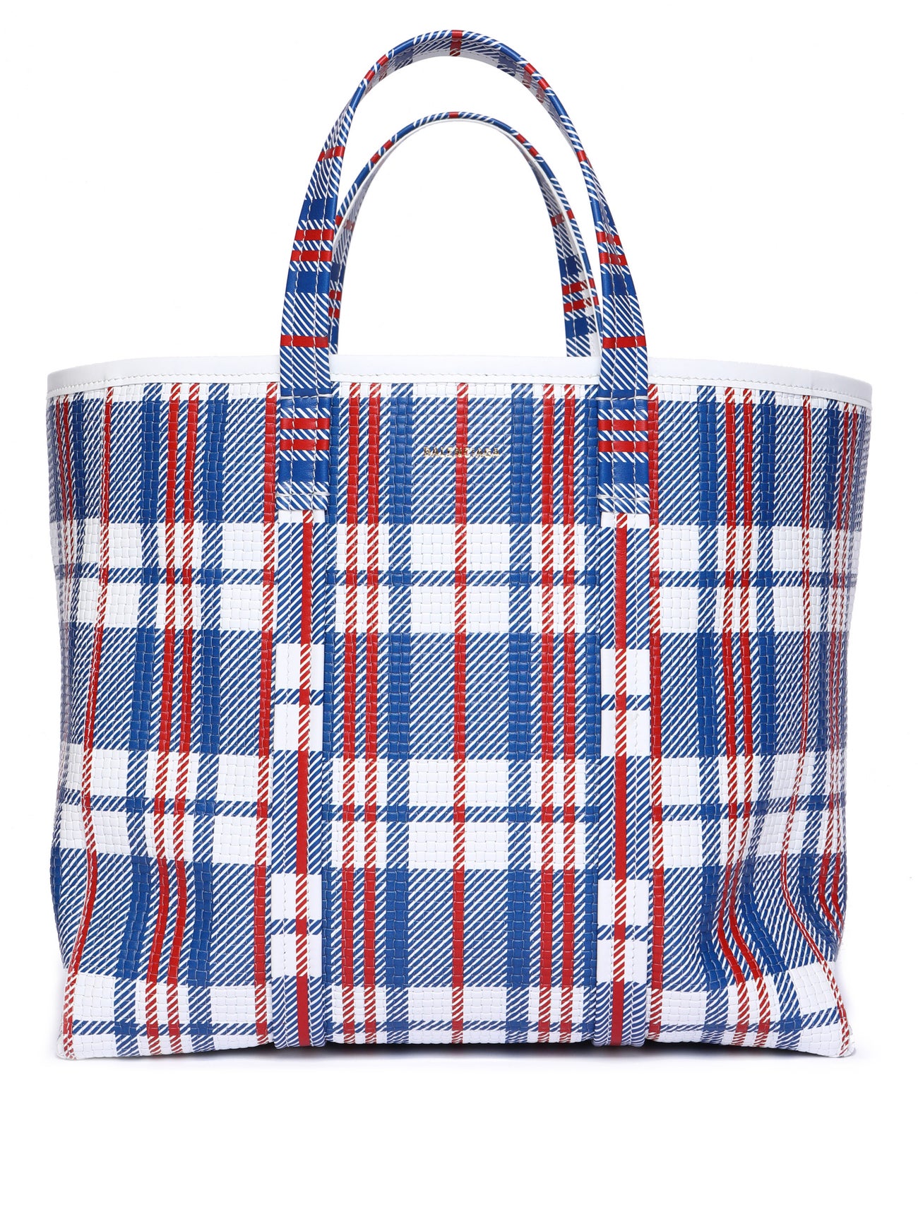 BALENCIAGA Barbes Checked Woven-Leather Tote Bag | endource