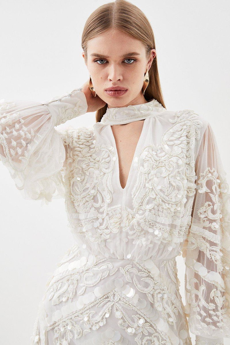 KAREN MILLEN Sequin And Embroidered Maxi Dress | endource KAREN MILLEN Sequin And Embroidered Maxi Dress | endource