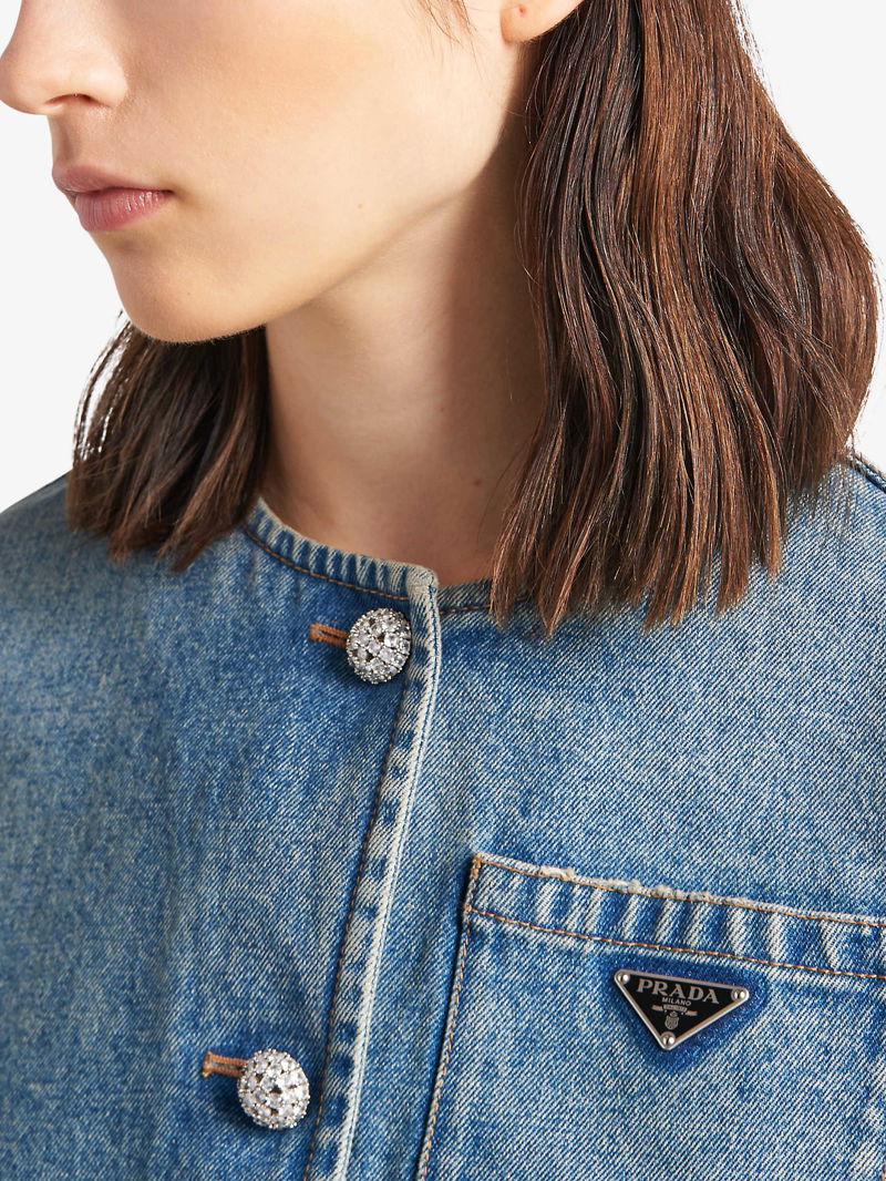 Oversized denim jacket in blue - Prada