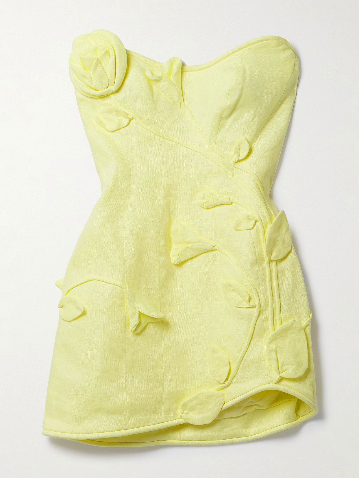 ZIMMERMANN Matchmaker Strapless Appliqud Linen Mini Dress | endource ZIMMERMANN Matchmaker Strapless Appliqud Linen Mini Dress | endource