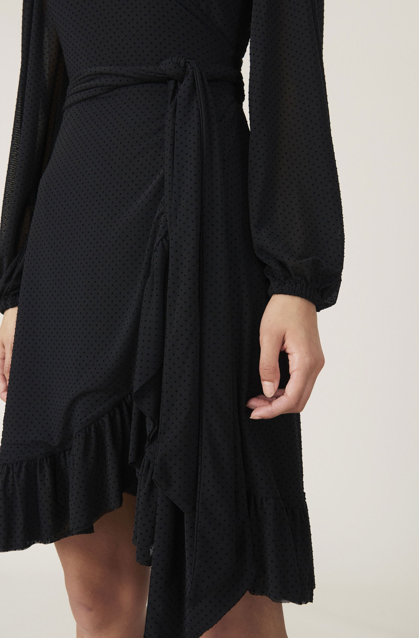sheer black mesh dress Sheer Panelled Long Sleeve Mini Dress in Black - 2 / Long